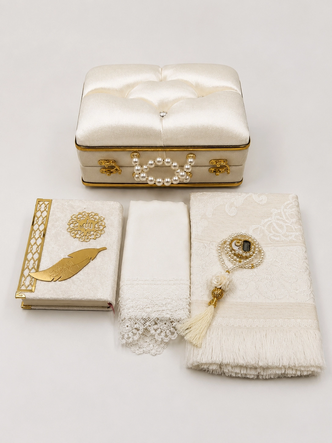 başörtülü incili çanta set