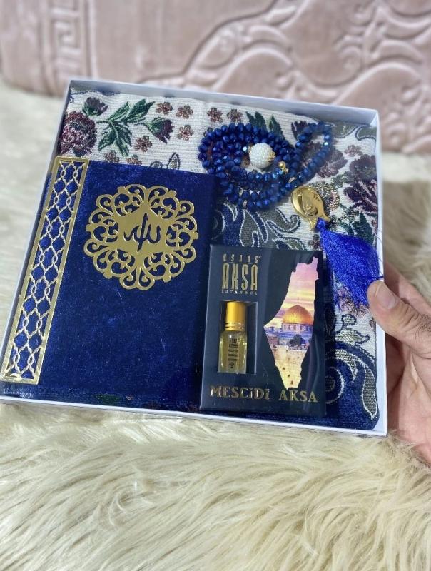 Şönil Seccade Yasin, Kristal Tesbih ve Kabe Kokusu Set (Yeşil)