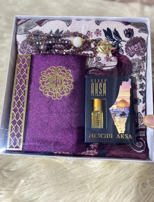 Şönil Seccade Yasin, Kristal Tesbih ve Kabe Kokusu Set (Yeşil)