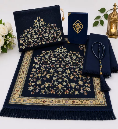  LÜX ÇANTALI SECCADE YASİNİ ŞERİF  İNCİ TESBİH BAŞ ÖRTÜ  SET