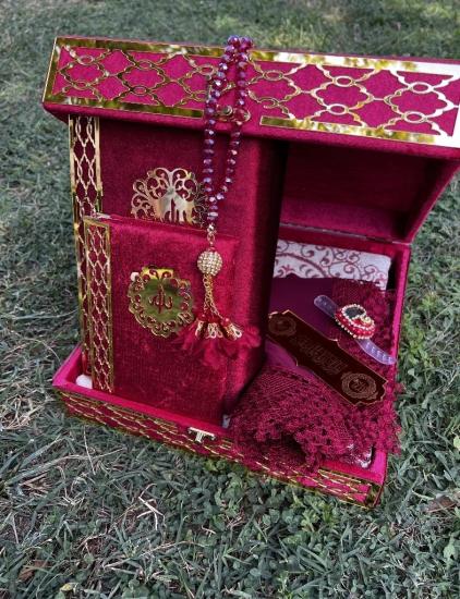 Kadife Sandıklı Mega Set (Bordo)