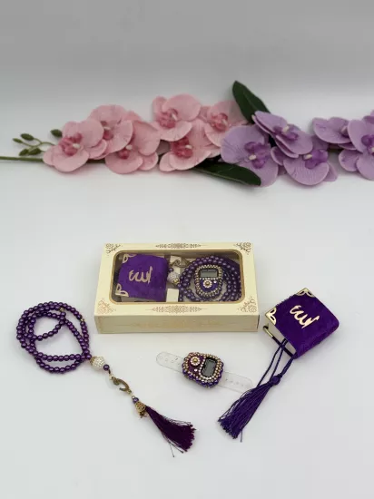 Özel Tasarım Kutu İçerisinde 3 Lü Özel Set (10 Adet) (Mor)