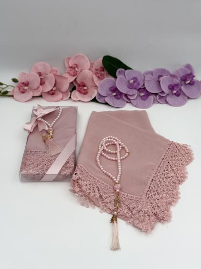 köpürlü namaz örtüsü set pembe