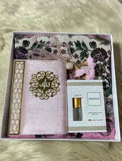 Şönil Seccade Yasin, Kristal Tesbih ve Kabe Kokusu Set (Yeşil)