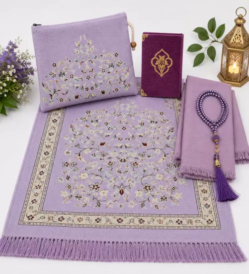  LÜX ÇANTALI SECCADE YASİNİ ŞERİF  İNCİ TESBİH BAŞ ÖRTÜ  SET