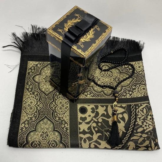 Prayer Mat Set with Acetate Box (Black)