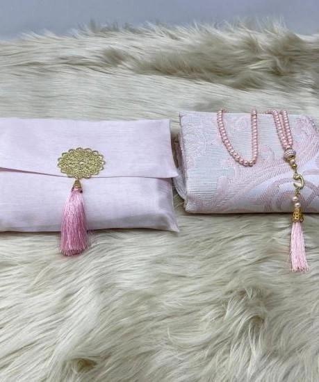 Ensemble de Tapis de Prière avec Sac (Rose poudré)